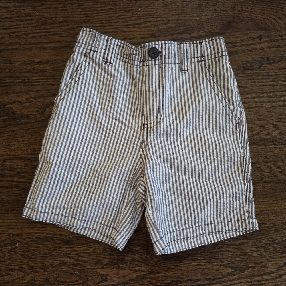 GYMBOREE Boys 18/24M Gray/White Striped Pull-on Shorts